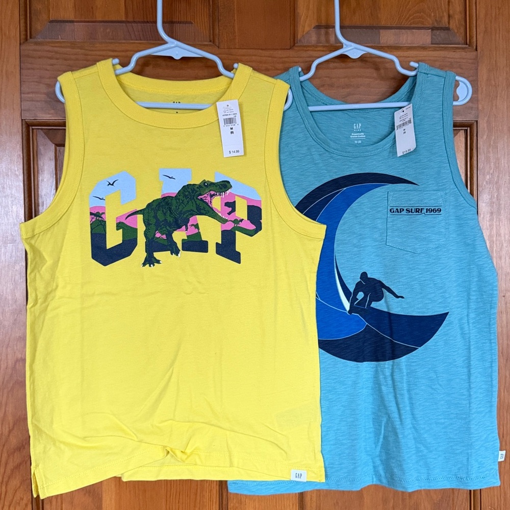 NWT Gap kids tank tops, M — muscle tank, organic cotton tank